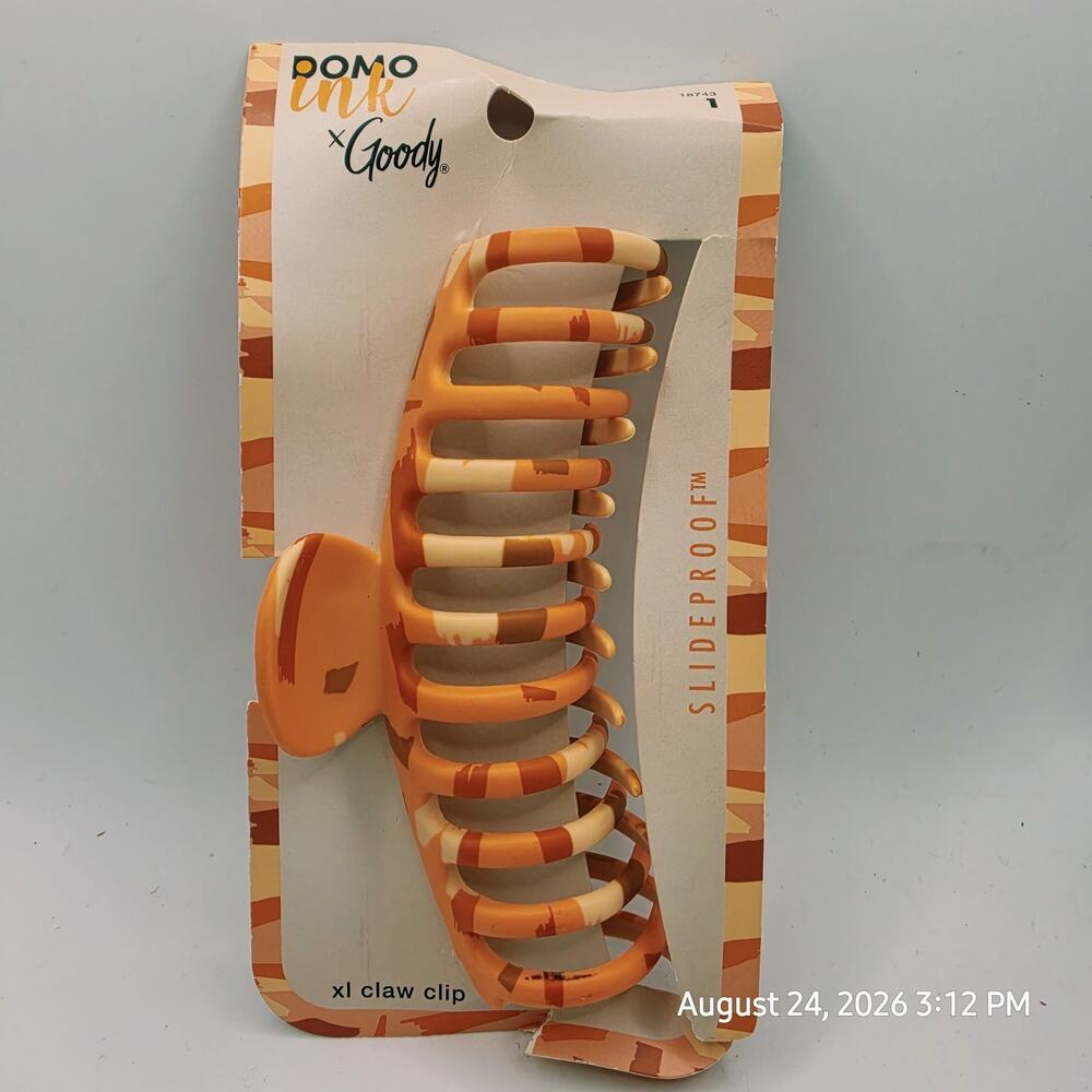 Domo Ink × Goody XL Claw Clips Hair Accessories Orange Slideproof Grip All Hair